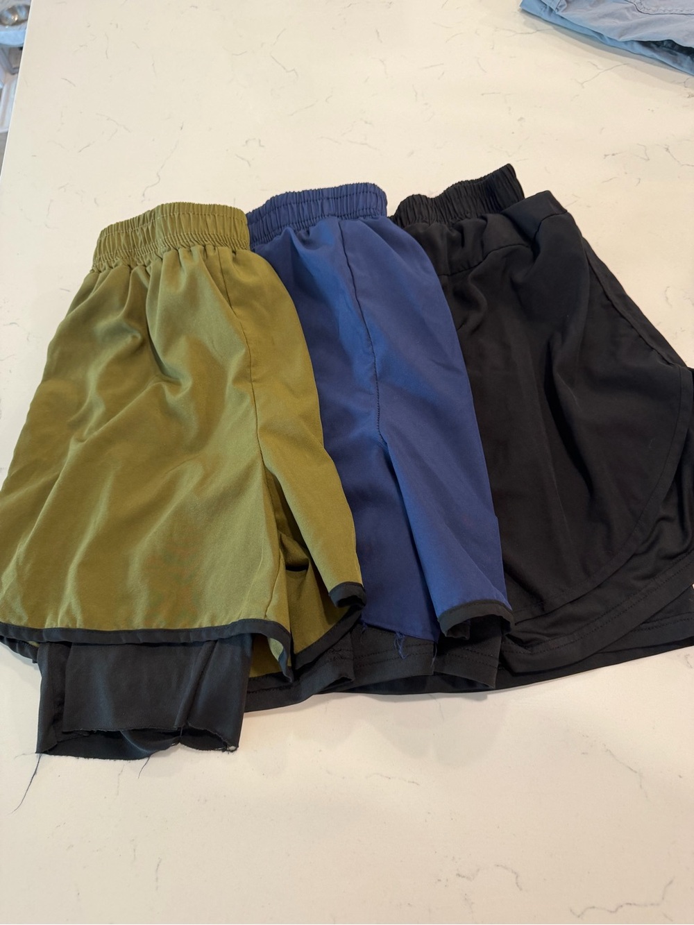 Kids 2-in-1 Athletic Shorts — Olive, Blue, Black